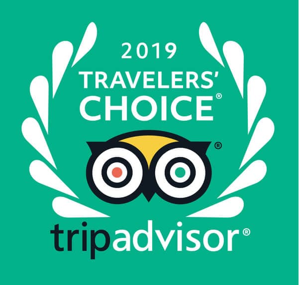 2019 Travelers' Choice award badge from TripAdvisor featuring a stylized owl logo.
